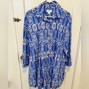 Anthropologie Maeve Blue and White Mini Dress